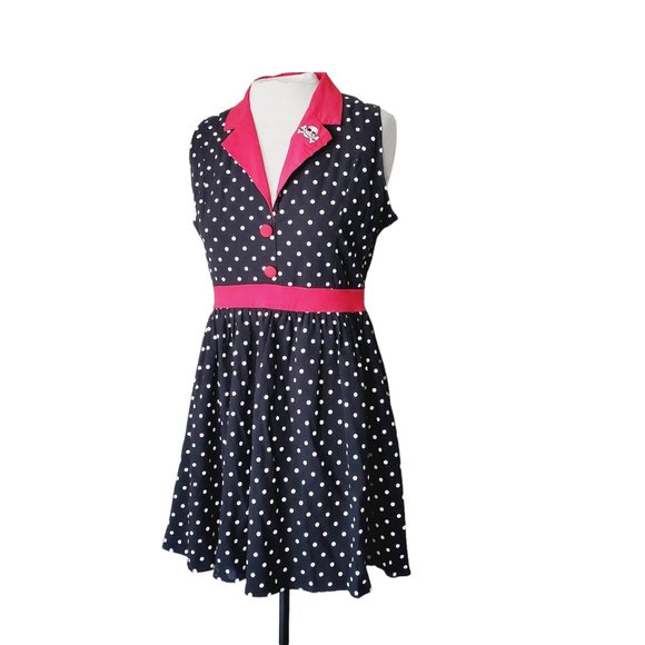 Sourpuss Black and Red Polka Dot Mini Dress - Picture 2 of 13